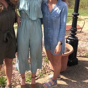 Long sleeve denim casual button down dress